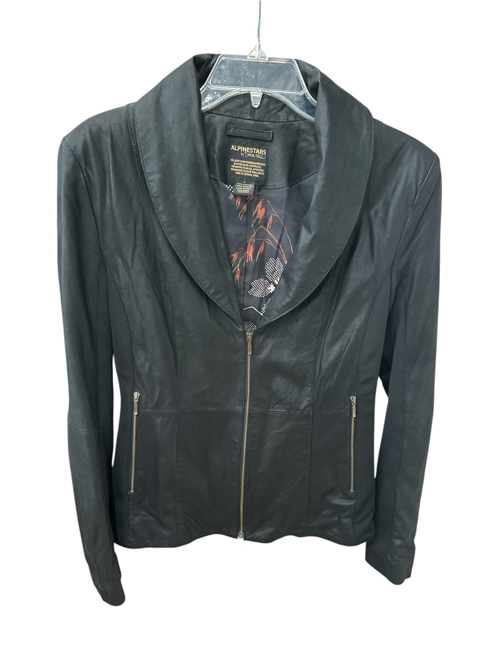 Alpinestars Women's Black Leather Zip Front Jacket Sz L
